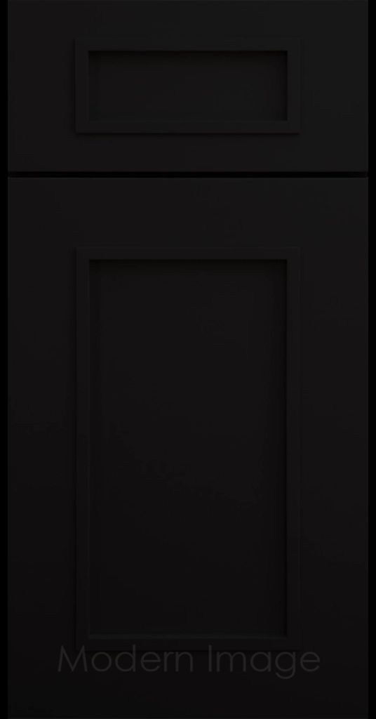 Gilbert cabinet a recessed flat panel and elevated molding in Black color.